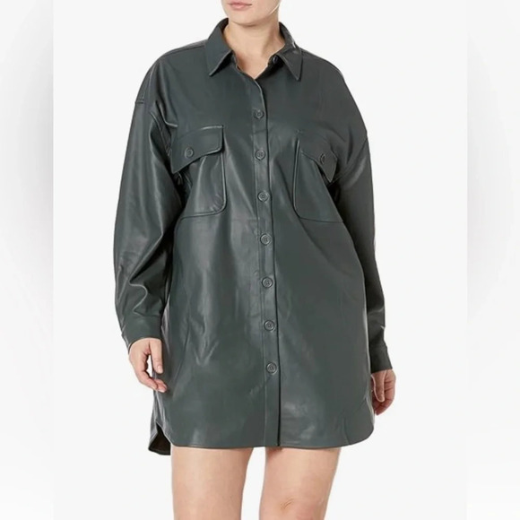 Steve Madden Tops - Steve Madden Fleece Lined Faux leather Oversized Button down Shirt size Small